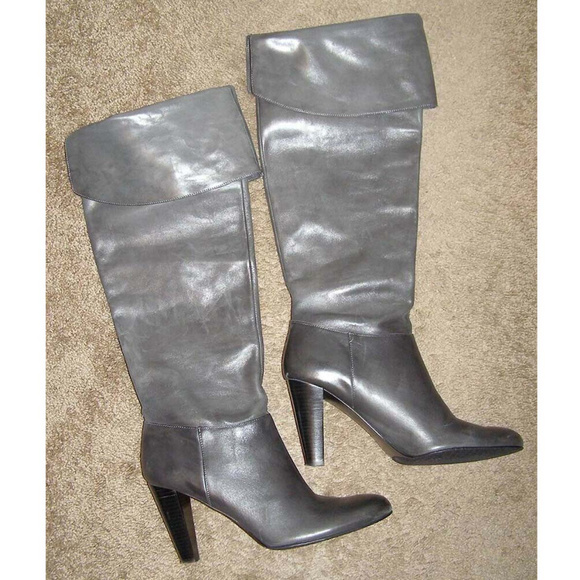 Over the Knee Calvin Klein sz 9 Gray Leather Boots - Picture 6 of 11